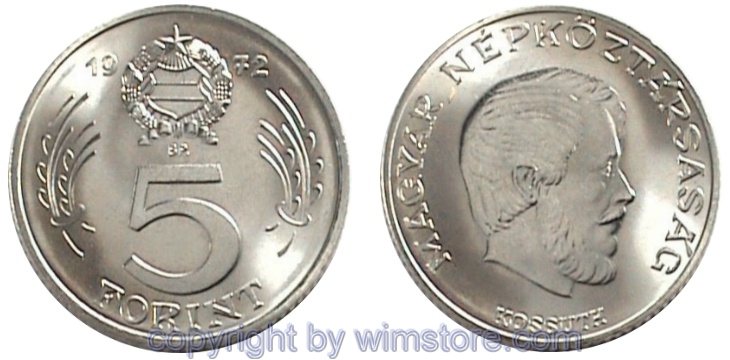 Ungarn, 5 Forint 1971 - 1982, KM 594, Nickel