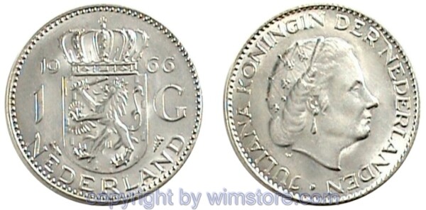 Niederlande, 1 Gulden 1954 - 1967, KM 184,  Silber