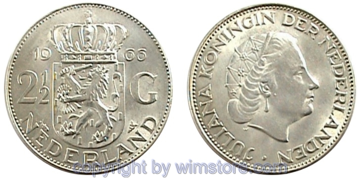 Niederlande, 2 1/2 Gulden 1959 - 1966, KM 185, Silber