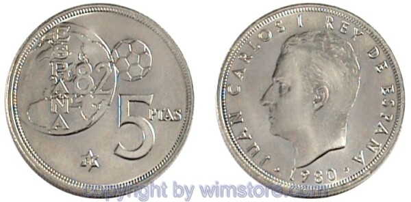 Spanien, 5 Pesetas 1980, KM 817, Ku/Ni