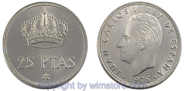 Spanien, 25 Pesetas 1975, KM 808, Ku/Ni