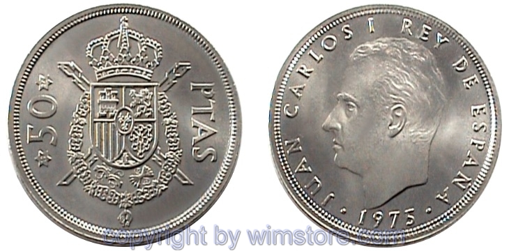 Spanien, 50 Pesetas 1975, KM 809, Ku/Ni