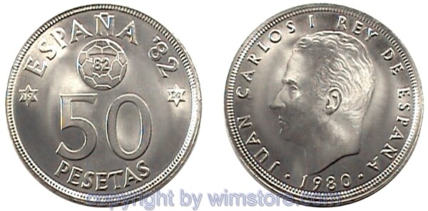 Spanien, 50 Pesetas 1980, KM 819, Ku/Ni