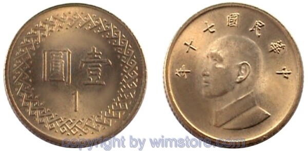 China - Taiwan, 1 Yuan ab 1981, Y 551, Bronze