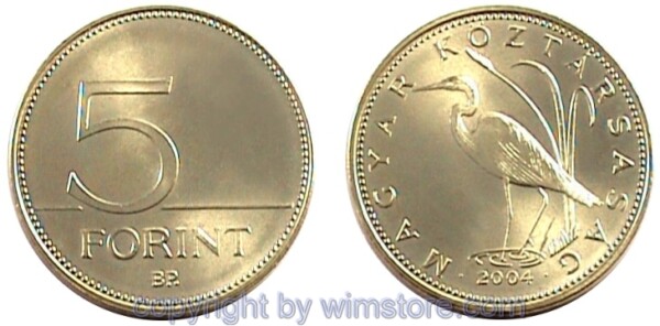 Ungarn, 5 Forint ab 1992, KM 694, Ni/Me