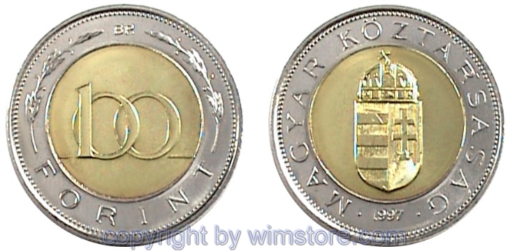 Ungarn, 100 Forint 1996 - , KM 721, Bi-Metall