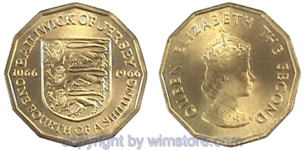 Jersey, 1/4 Shilling (3 Pence) 1966, KM 27, Ni/Me