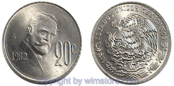 Mexiko, 20 Centavos 1974 - 1984, KM 442, Ku/Ni