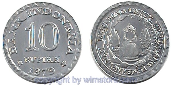 Indonesien, 10 Rupiah 1979, FAO, KM 44, Aluminium