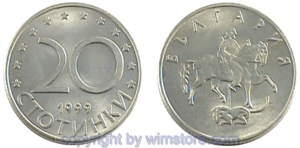 Bulgarien, 20 Stotinki 1999, KM 241, Ku/Ni/Zink