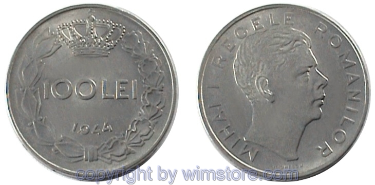 Rumänien, 100 Lei 1943 - 1944, KM 64, Stahl vernickelt,