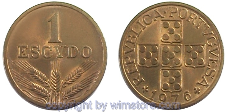 Portugal, 1 Escudo 1969 - 1979, KM 597, Bronze