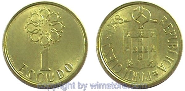 Portugal, 1 Escudo 1986 - 2001, KM 631, Nickel/Messing