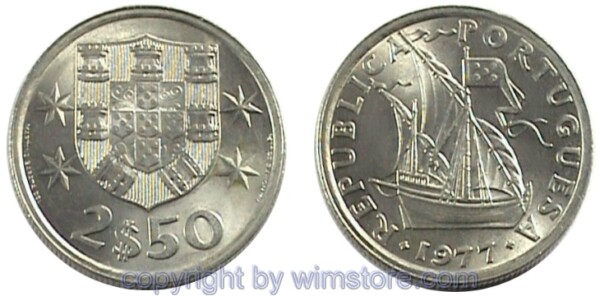 Portugal, 2 1/2 Escudos 1963 - 1985, KM 590, Ku/Ni