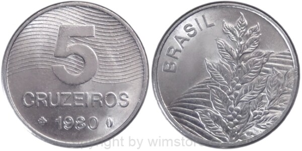 Brasilien, 5 Cruzeiros 1980 - 1984, KM 591, Stahl