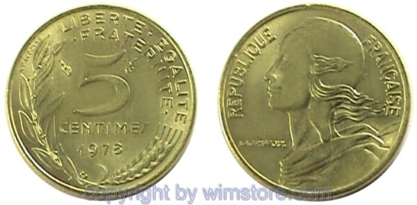 Frankreich, 5 Centimes 1966 - 2001, KM 933, Alu/Bro