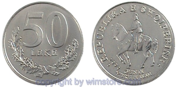 Albanien, 50 Leke 1996 und 2000, KM 79, Ku/Ni