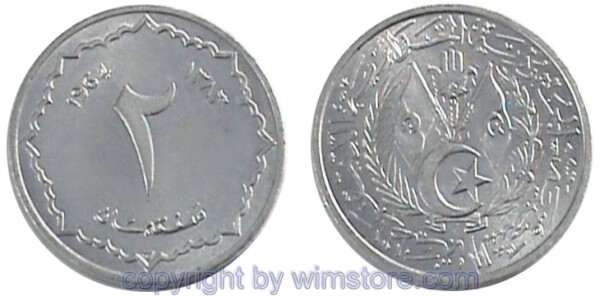 Algerien, 2 Centimes 1964, KM 95, Aluminium, -st