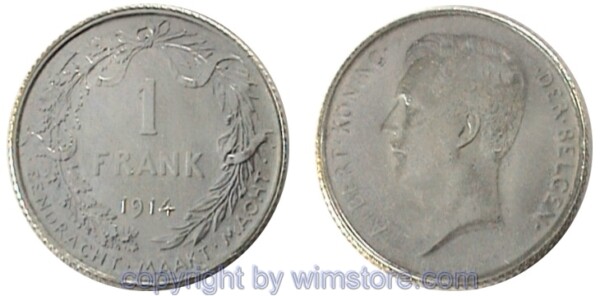 Belgien FL, 1 Frank 1910 - 1918, KM 73.1, Silber