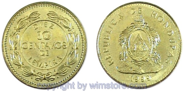 Honduras, 10 Centavos 1995 - 2006, KM 76.3, Messing
