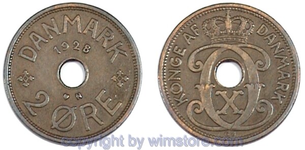 Dänemark, 2 Öre 1927 N//GJ, KM 827.2, Bronze