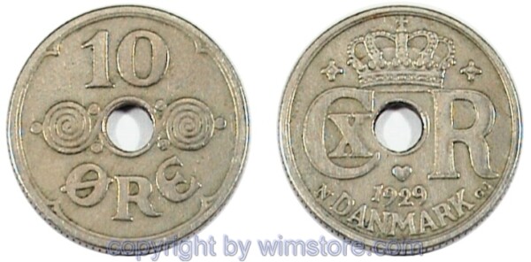 Dänemark, 10 Öre 1929 - 1947 N-GJ, KM 822.2, Ku/Ni