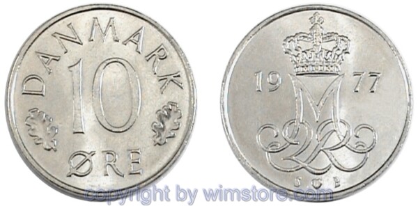 Dänemark, 10 Öre 1973 - 1978 S-B, KM 860.1, Ku/Ni