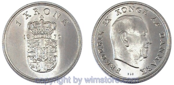 Dänemark, 1 Krone 1972 S-S, KM 851.2, Ku/Ni