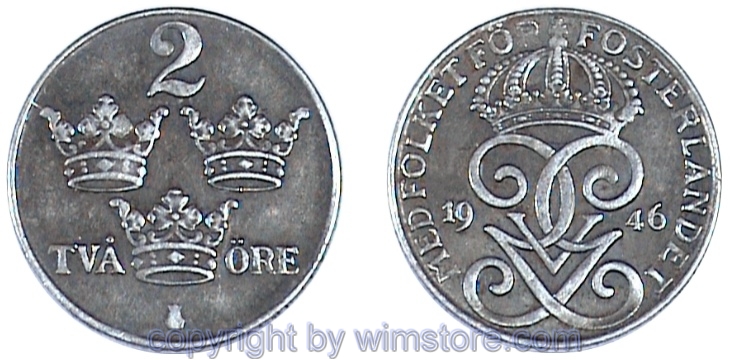 Schweden, 2 Öre 1942 - 1950, KM 811, Eisen