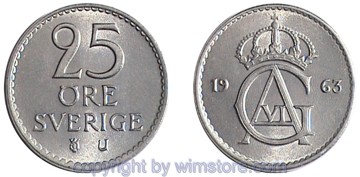 Schweden, 25 Öre 1962 - 1973, KM 836, Ku/Ni