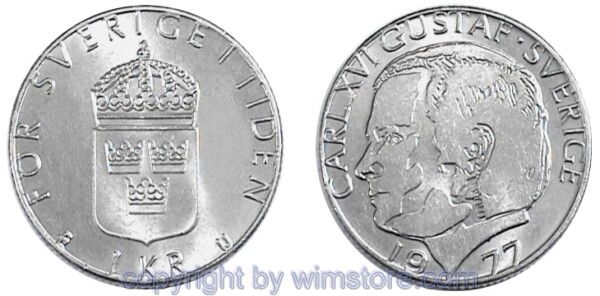 Schweden, 1 Krona 1976 - 1981, KM 852, Ku-Ku/Ni plattiert