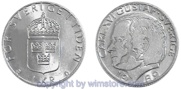Schweden, 1 Krona 1982 - 2000, KM 852a, Ku/Ni