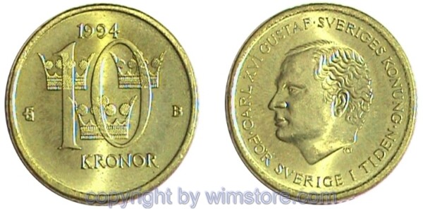 Schweden, 10 Kronor 1991 - 2000, KM 877, Ku/Alu/Zink