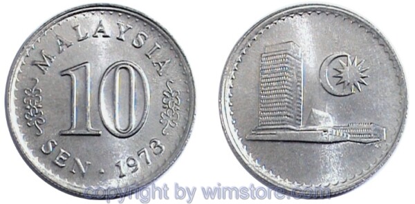 Malaysien, 10 Sen 1967 - 1988, KM 3, Ku/Ni