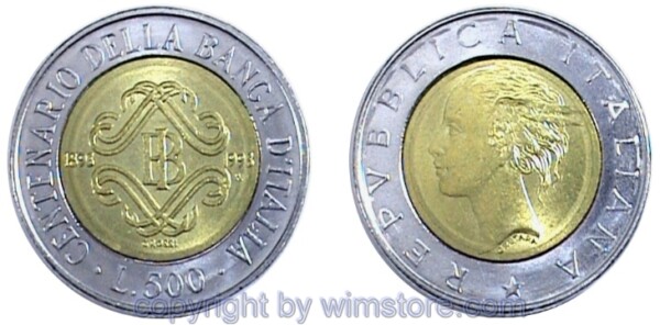 Italien, 500 Lire 1993, Nationalbank, KM 160, Bi-Metall