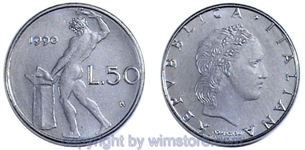 Italien, 50 Lire 1990 - 1995, KM 95.2, Stahl