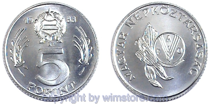 Ungarn, 5 Forint 1983, FAO, KM 628, Nickel