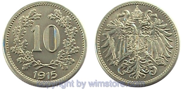 Franz Josef I., 10 Heller 1915 - 1916, J 389, Ku/Ni/Zink