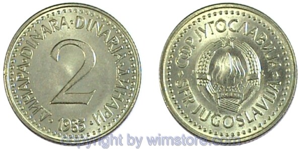 Jugoslawien, 2 Dinara 1982 - 1986, KM 87, Ni/Me