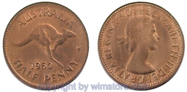 Australien, 1/2 Penny 1959 - 1964, KM 61, Bronze