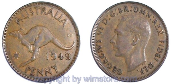 Australien, 1 Penny 1949 - 1952, KM 43, Bronze
