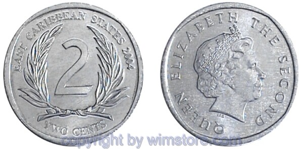 Ostkaribische Staaten, 2 Cents ab 2002, KM 35, Aluminium