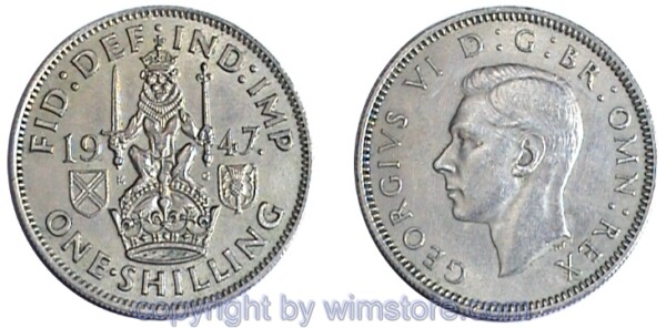 Großbritannien, 1 Shilling 1947 - 1948 scottish, KM 864, Ku/Ni
