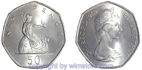 Großbritannien, 50 Pence 1969 - 1981, KM 913, Ku/Ni