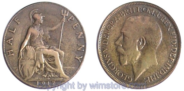 Großbritannien, 1/2 Penny 1911 - 1925, KM 809, Bronze