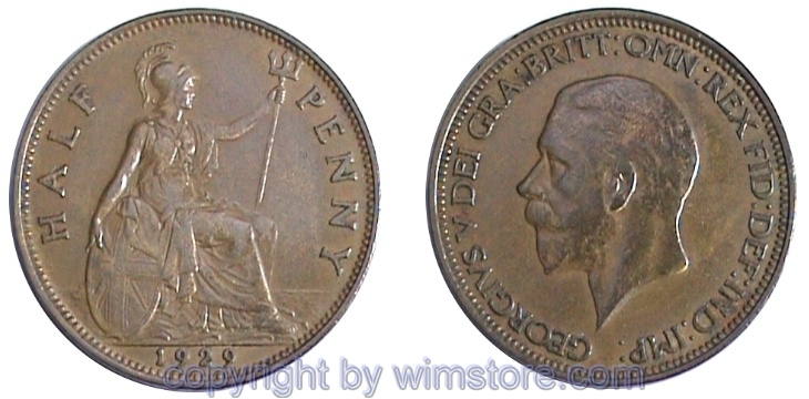 Großbritannien, 1/2 Penny 1928 - 1936, KM 837, Bronze