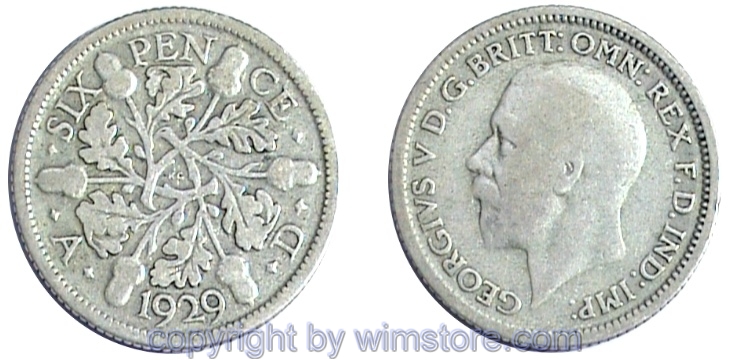 Großbritannien, 6 Pence 1927 - 1936, KM 832, Silber