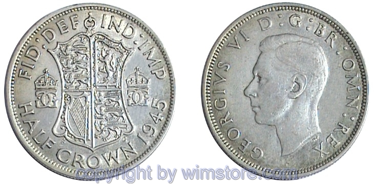 Großbritannien, 1/2 Crown 1937 - 1946, KM 856, Silber
