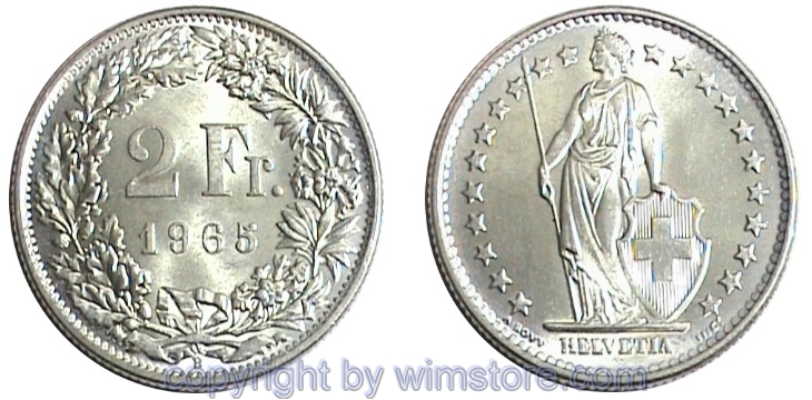 Schweiz, 2 Franken 1874 - 1967, KM 21, Silber