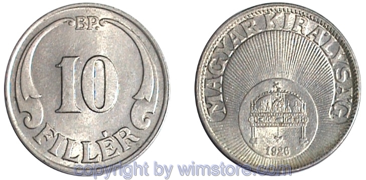 Ungarn, 10 Filler 1926 - 1940, KM 507, Ku/Ni